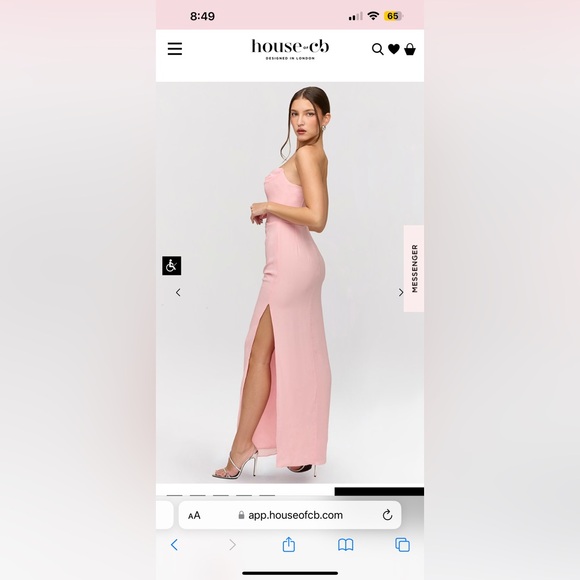 HOUSE OF CB ADRIENNE DRESS - PINK QUARTZ GEORGETTE STRAPLESS GOWN - Picture 9 of 9